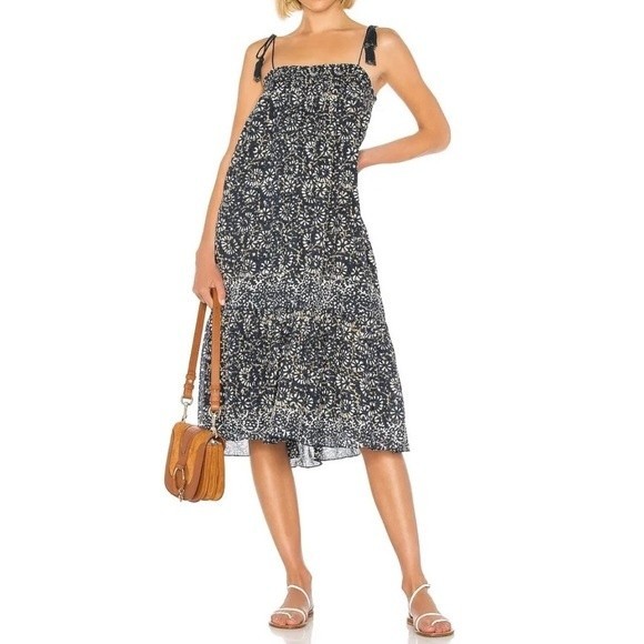 Ulla Johnson Dresses & Skirts - **SOLD* Ulla Johnson Eugenia Midi Dress Floral Vine Print Pockets Tassel Blue XS